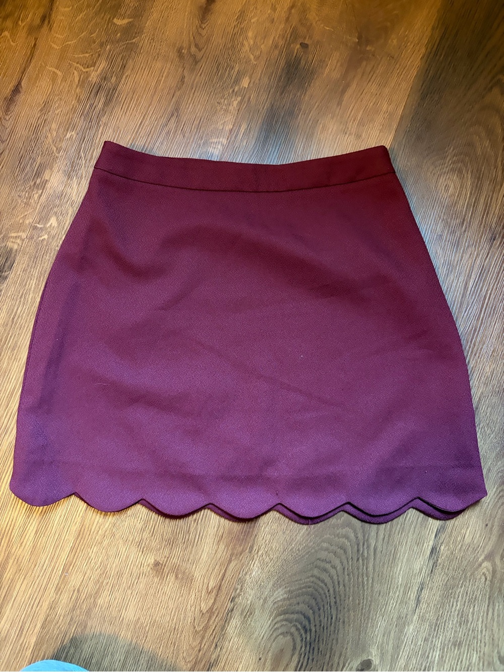 Lush Scalloped Hem Mini Skirt - Burgundy